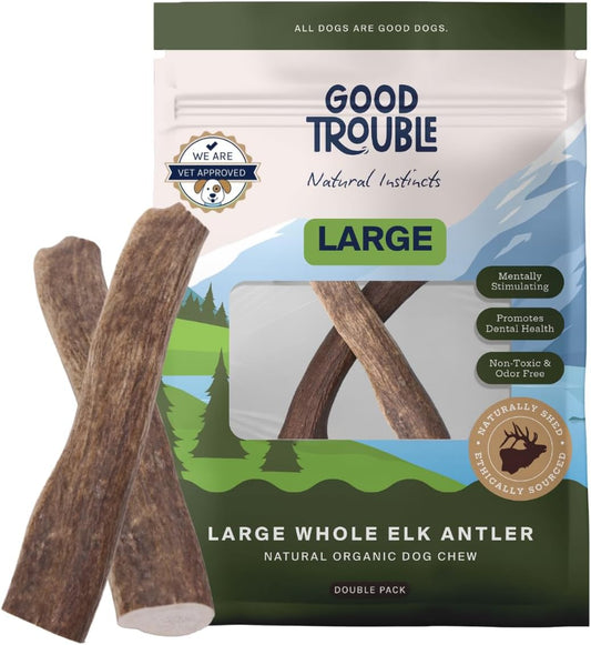 Wild Elk Antler Dog Chews Whole (2 Pack, Large)