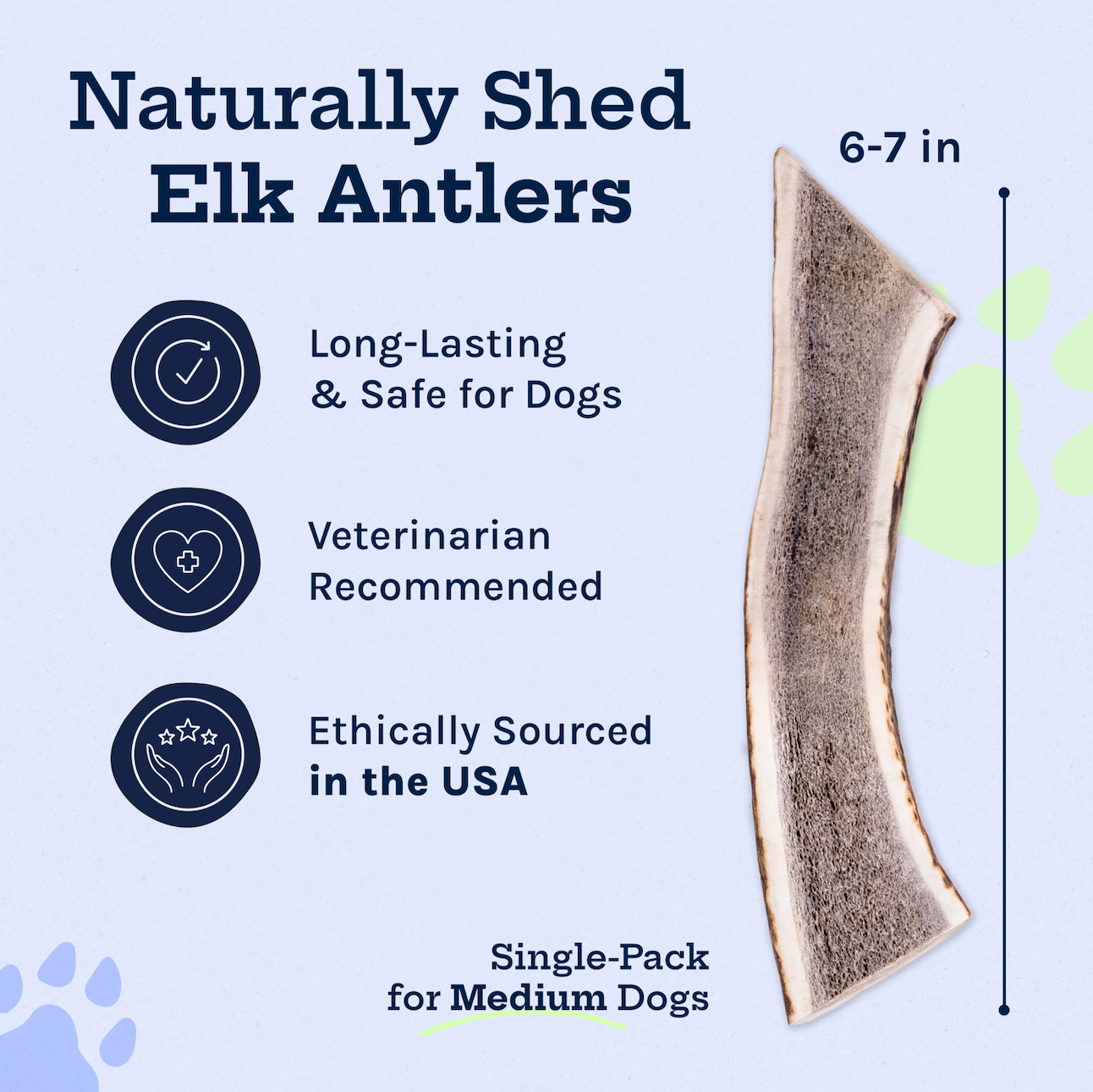 Wild Elk Antler Dog Chew – Medium Split (Single)