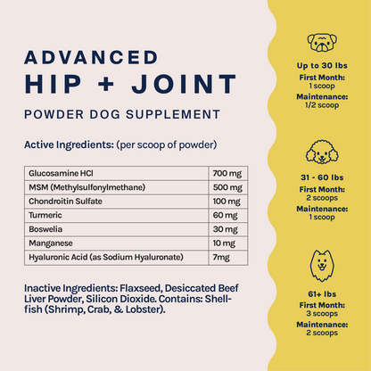 Dog Advanced Hip + Joint Powder Supplement